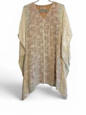 Trina Turk Sheer Silk Caftan Dress with Floral Pattern